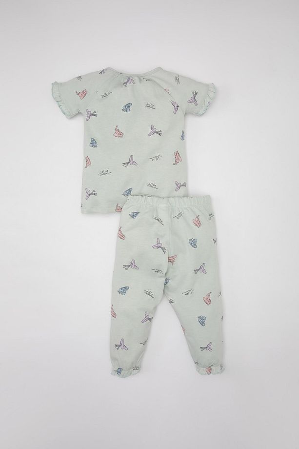 Kız Bebek Balerin Desenli Kısa Kollu Penye Pijama Takımı C2036A524SM - 4
