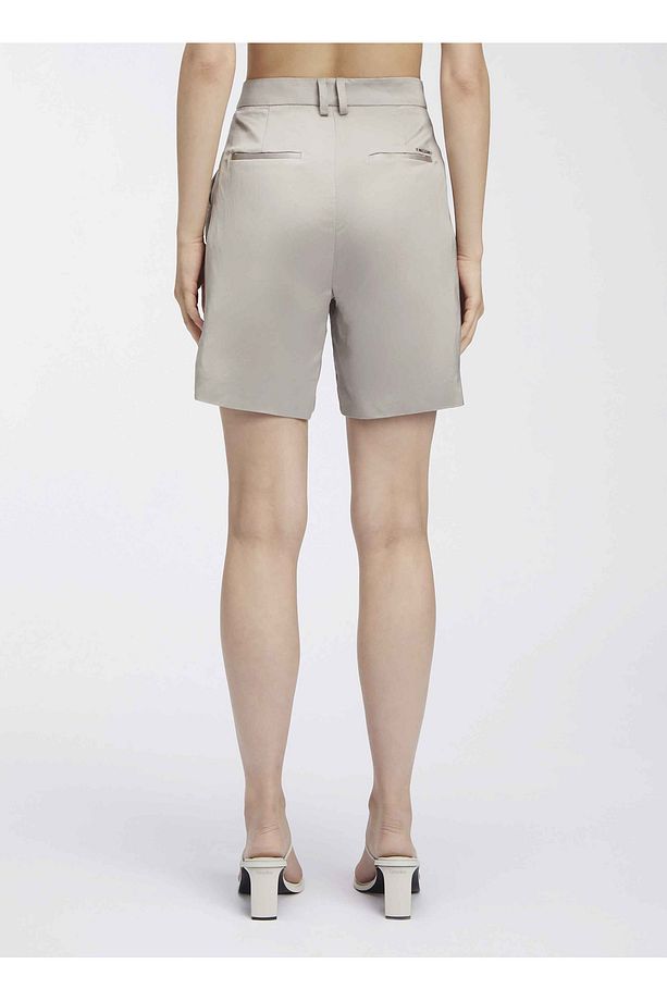 Yüksek Bel Normal Açık Gri Kadın Şort VISCOSE LINEN SHORTS - 3