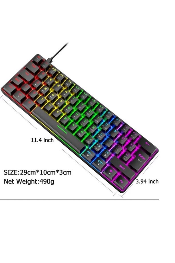 MEKANİK OYUNCU KLAVYESİ RGB LED IŞIKLI TYPE-C GİRİŞLİ RED SWİTCH MECHANİCAL GAMİNG KEYBOARD - 2