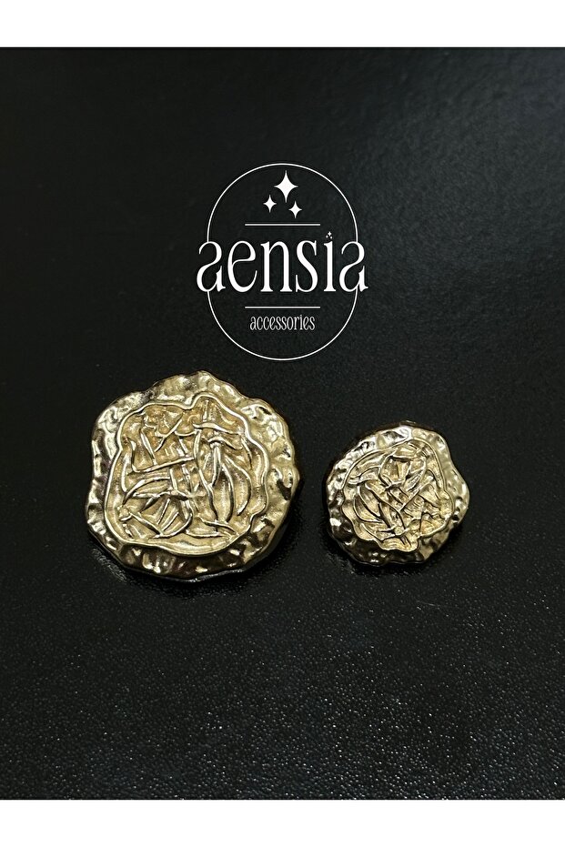 GolD metAl Button Set - WrinkleD PAttern, ThreAD Net EmbosseD, 12 PAck - 3