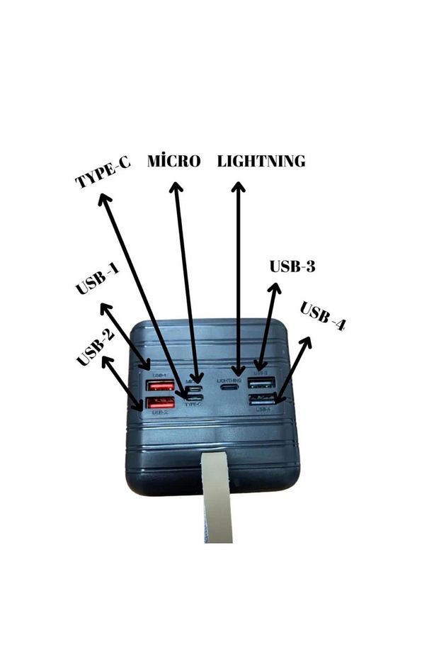 LOBO 80.000 Mah Powerbank 4 Usb Micro Type-c Lıghtnıng Girişli El Fenerli Taşınabilir Powerbank - 2