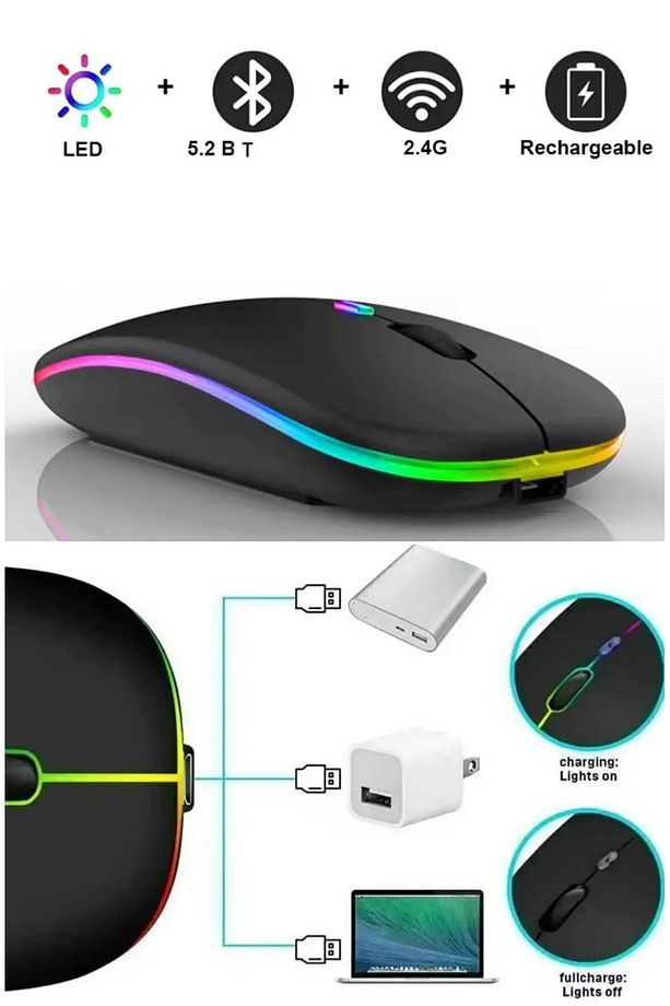 Bluetooth Şarjlı 2.4ghz Kablosuz Mouse Sessiz Tıklama - 2