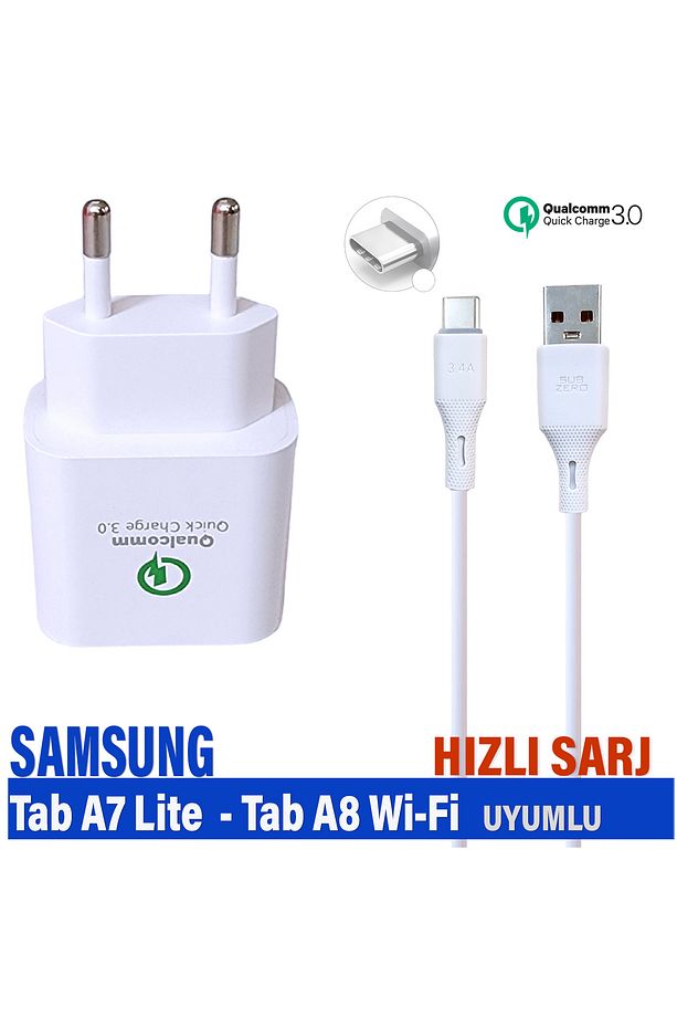 Samsung Galaxy Tab A8 Wi-Fi Tablet Tab A7 Lite Tablet Şarj Aleti Hızlı Şarj Type c Kablo - 1