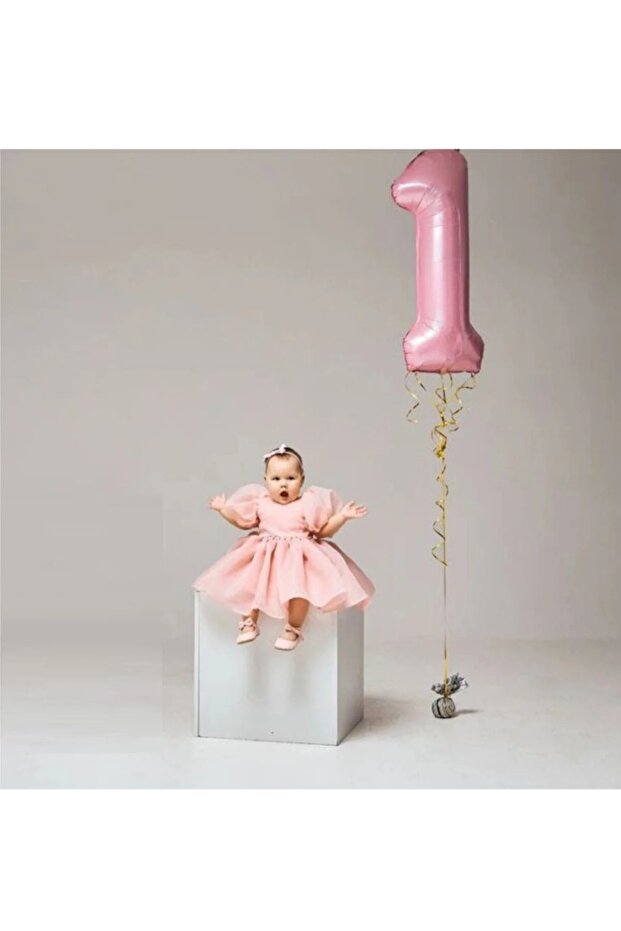 Pink 1 Year Old Foil Balloon 76 cm Large Size Compatible with Heliuma