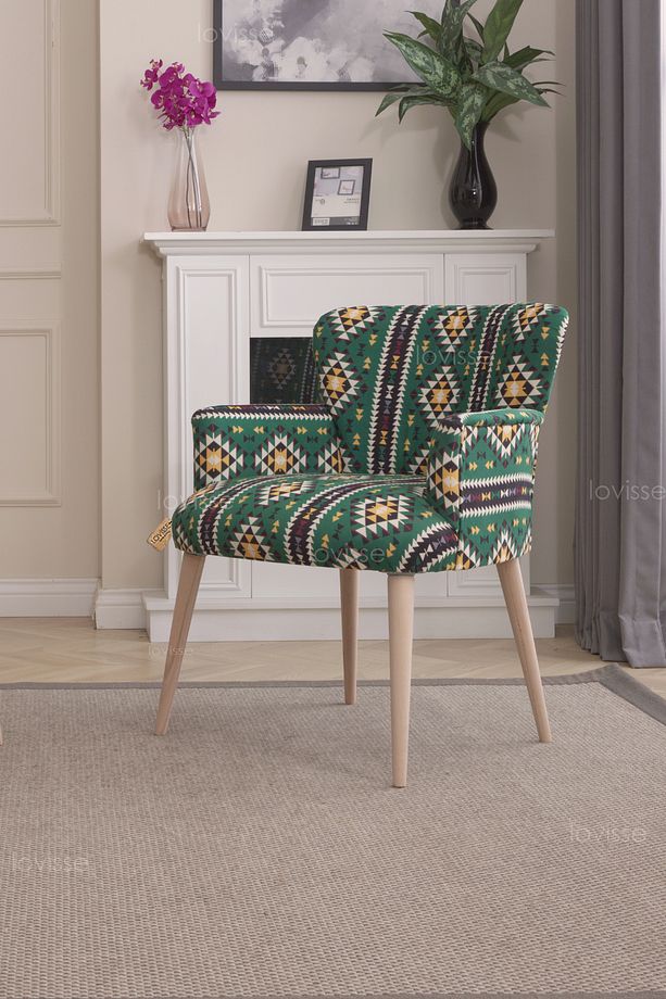 Patchwork Desen Berjer Tekli Koltuk. Ofis, Balkon, Cafe, Bekleme, Güzellik Merkezi, Çay Seti - 4