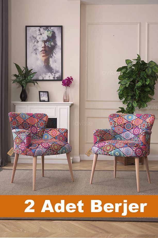 2li Berjer Set Tekli Koltuk Balkon, Ofis, Bekleme, Güzellik Merkezi, Cafe, Kafe, Verand,  Çay Seti - 5