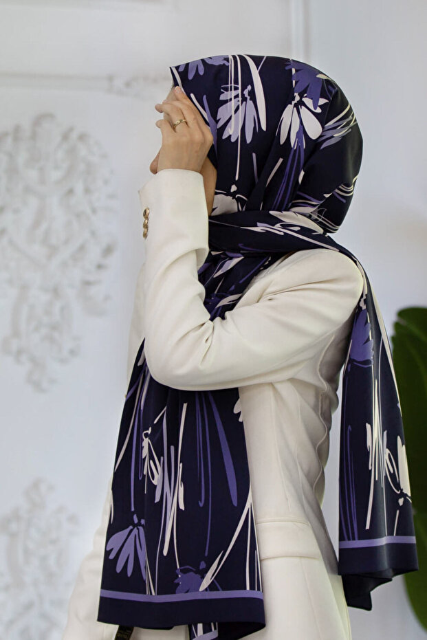 Crepe Flower Patterned Gold Color 75X195 Non-Fade Shawl