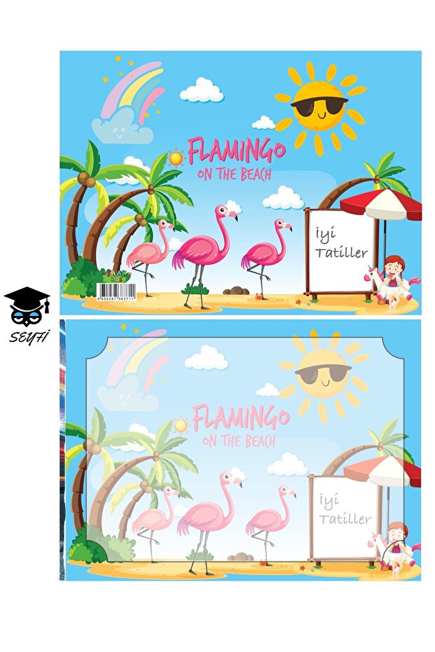 Flamingo Patterned High Graphic Cardboard Printed 10 Pieces Cardboard Case - 24X33 cm