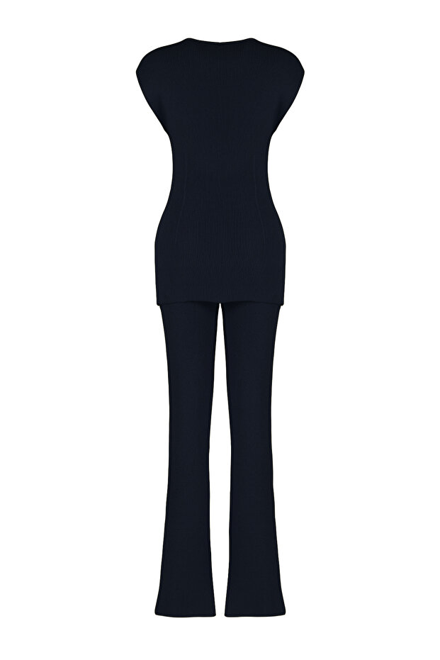 Lacivert Pamuklu İnce Bluz Pantalon Triko Alt-Üst Takım TWOSS24AU00115 - 8