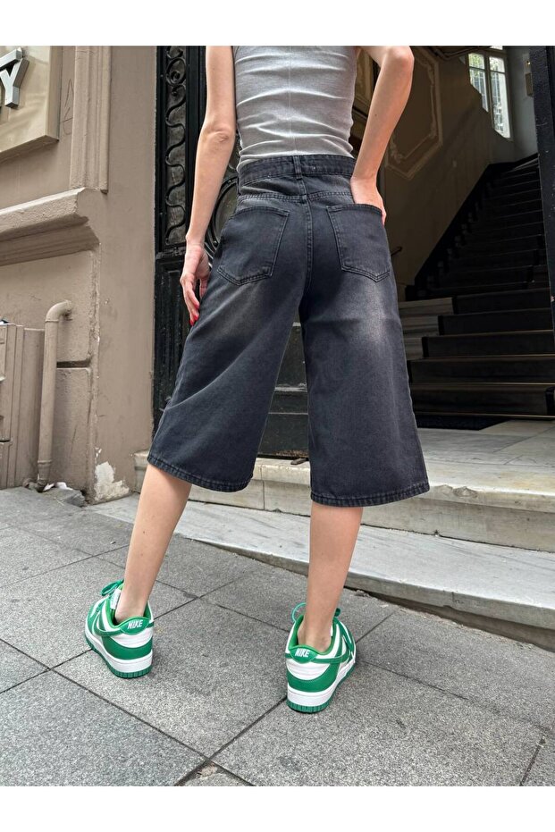 Trend Baggy Denim Kapri Roller Bermuda Şort - 3