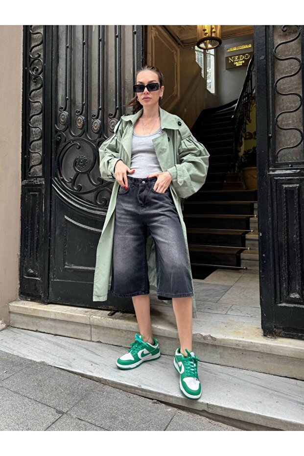 Trend Baggy Denim Kapri Roller Bermuda Şort - 2