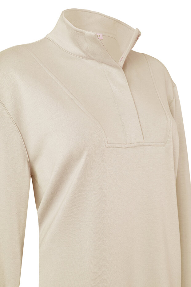 Dik Yaka Örme Sweatshirt - 2