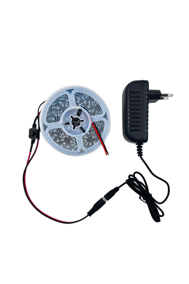 Şerit LED 5 Metre GünIşığı Tak Çalıştır Hazır Set Çıt Çıt Anahtar ve Adaptör Dahil Tezgah Aydınlatma - 2