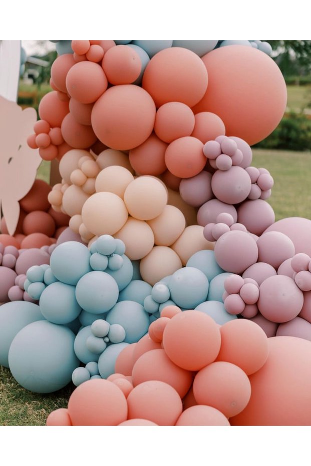 Clay Pink Powder Pink Blue Salmon Balloon Chain Set of 100