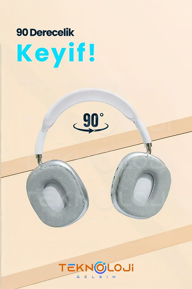 P9 Pro Bluetooth Kulaklık Kulak üstü Stereo Extra Bass Ses Kalitesi iOS ve Android Uyumlu  Aux/Sd/Fm - 3