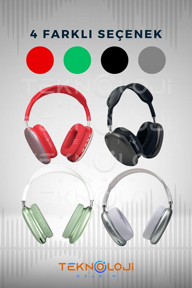 P9 Pro Bluetooth Kulaklık Kulak üstü Stereo Extra Bass Ses Kalitesi iOS ve Android Uyumlu  Aux/Sd/Fm - 8