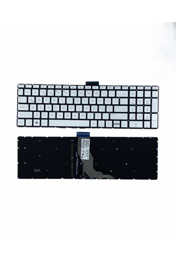 Hp ile Uyumlu 15s-fq0000nt, 15s-fq1000nt, 15s-fq1002nt, 15S-FQ2018NT Işıklı Klavye Gümüş Gri TR - 1