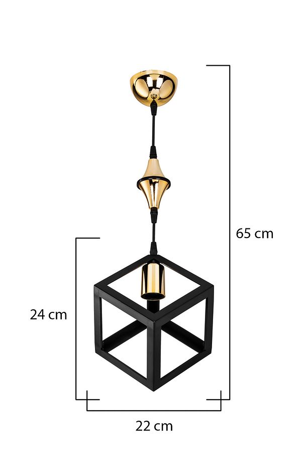 Küp Siyah Karo Gold Avize - 3