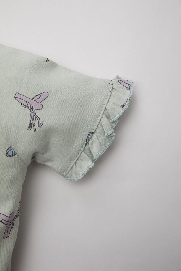 Kız Bebek Balerin Desenli Kısa Kollu Penye Pijama Takımı C2036A524SM - 3