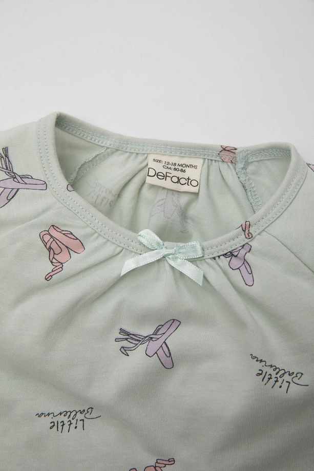 Kız Bebek Balerin Desenli Kısa Kollu Penye Pijama Takımı C2036A524SM - 2