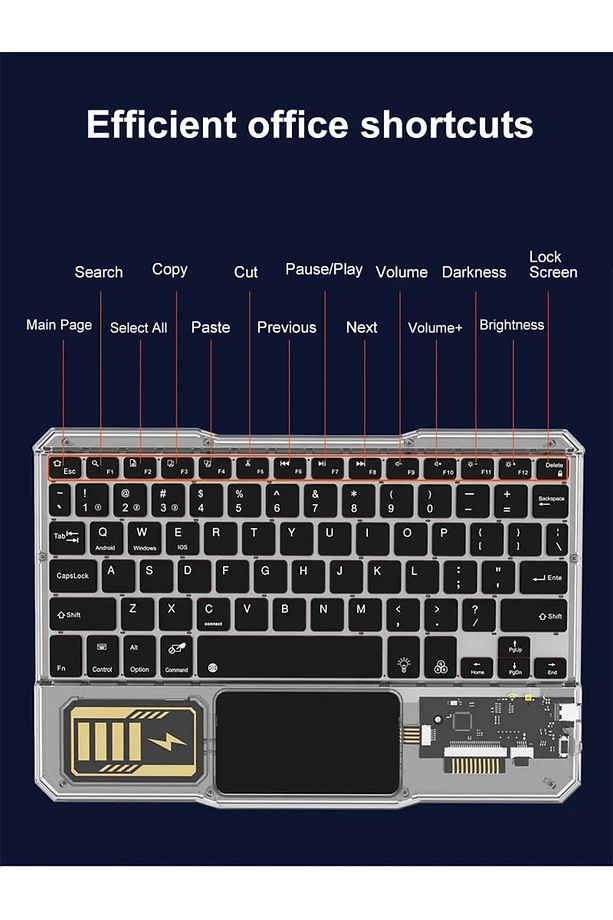 KB-333 RGB Işıklı Cep Telefonu-Tablet-Notebook-PC-IOS Uyumlu Bluetooth Klavye - 4