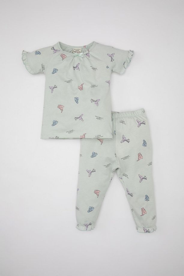 Kız Bebek Balerin Desenli Kısa Kollu Penye Pijama Takımı C2036A524SM - 1