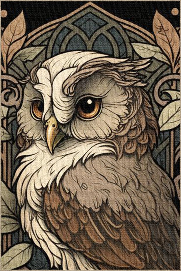 Owl Patterned Modern Decorative Washable Carpet Miravip8245