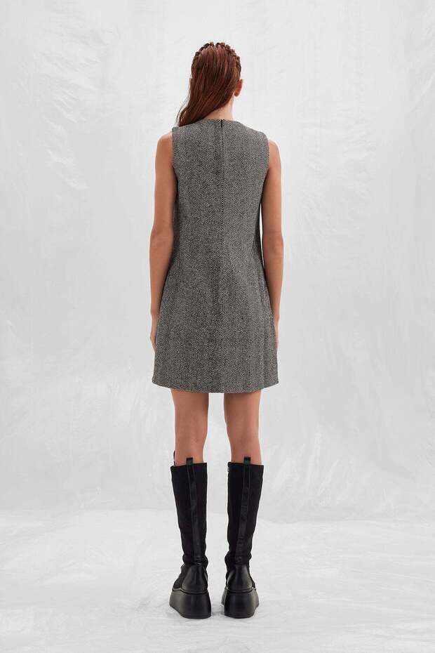 Siyah Ekru Elbise 14163 - 3