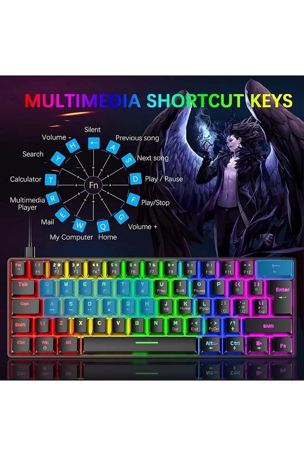 MEKANİK OYUNCU KLAVYESİ RGB LED IŞIKLI TYPE-C GİRİŞLİ RED SWİTCH MECHANİCAL GAMİNG KEYBOARD - 8