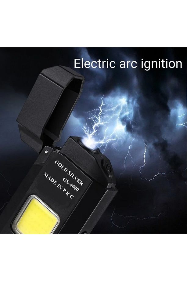 Gazsız Rezistanslı Elektrikli Usb Şarjlı Çakmak  Mini Cob El Fenerli 2 ın 1 Mini Projektörlü Çakmak - 2