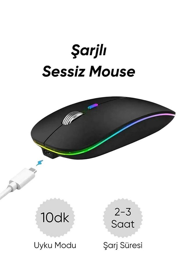 Bluetooth Şarjlı 2.4ghz Kablosuz Mouse Sessiz Tıklama - 8