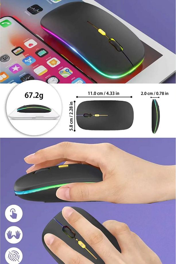 Bluetooth Şarjlı 2.4ghz Kablosuz Mouse Sessiz Tıklama - 3