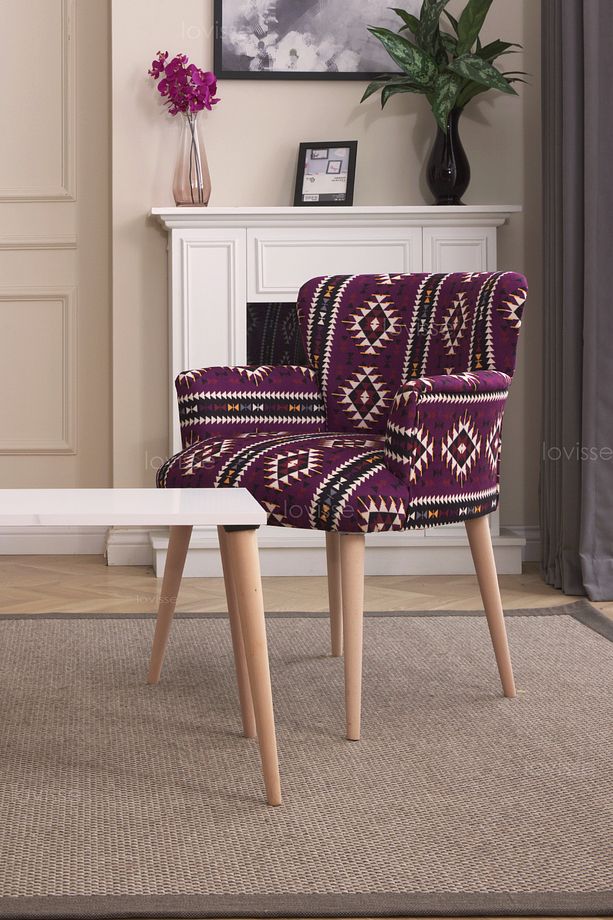 Patchwork Desen Berjer Tekli Koltuk. Ofis, Balkon, Cafe, Bekleme, Güzellik Merkezi, Çay Seti - 3