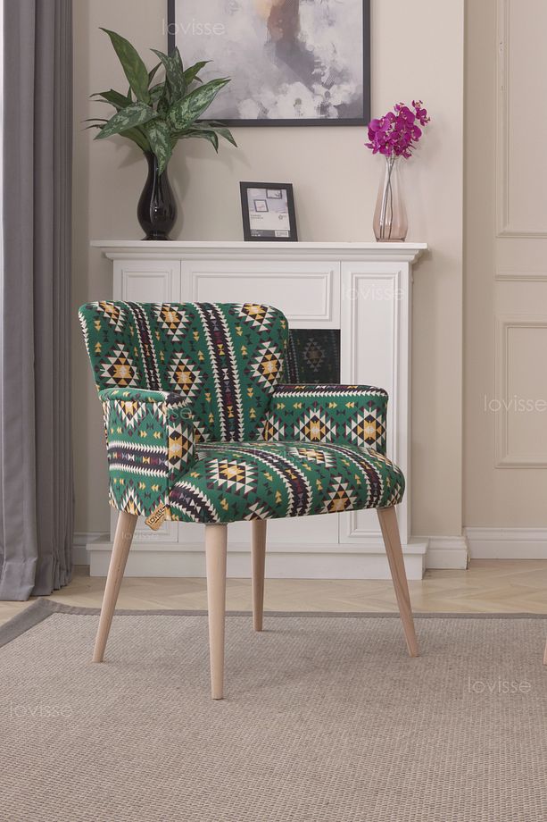 Patchwork Desen Berjer Tekli Koltuk. Ofis, Balkon, Cafe, Bekleme, Güzellik Merkezi, Çay Seti - 3