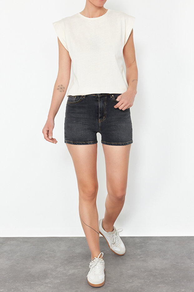 Antrasit Denim Şort TEDSS24SR00025 - 1