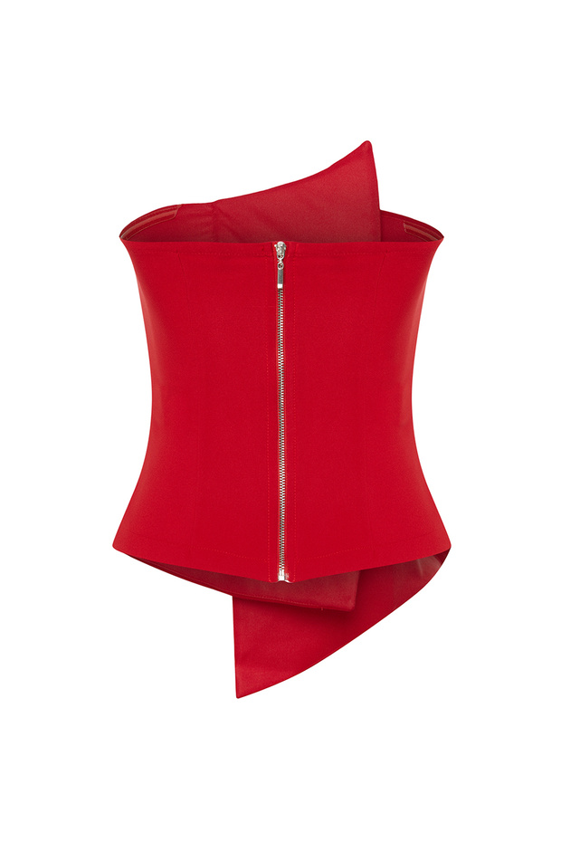 Kırmızı Vücuda Oturan Dokuma Bluz TPRSS24BZ00008 - 8
