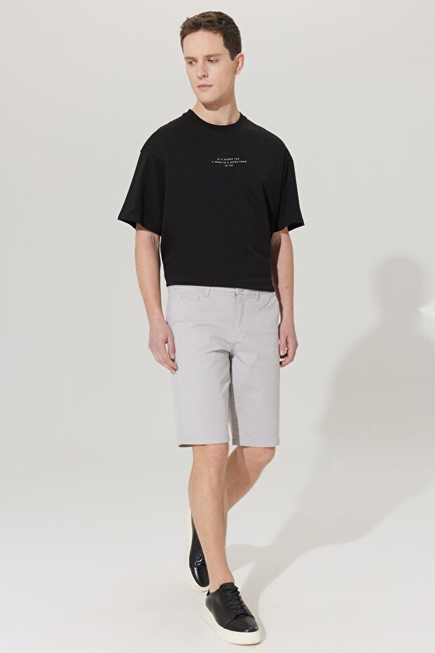 Slim Fit Dar Kesim Yan Cepli Chino Şort - 5