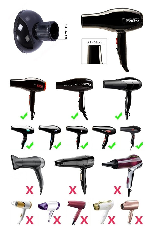 Profesyonel Fön Makineleri Için Difüzör Başlık (4.2 Cm Ile 5.2 Cm Fön Makinesine Uyumlu) - 3