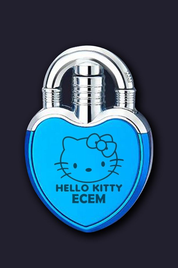 Kalp Şeklinde Kişiye Özel İsimli Hello Kitty Çakmak Metal Turbo Alev Çakmak - 2
