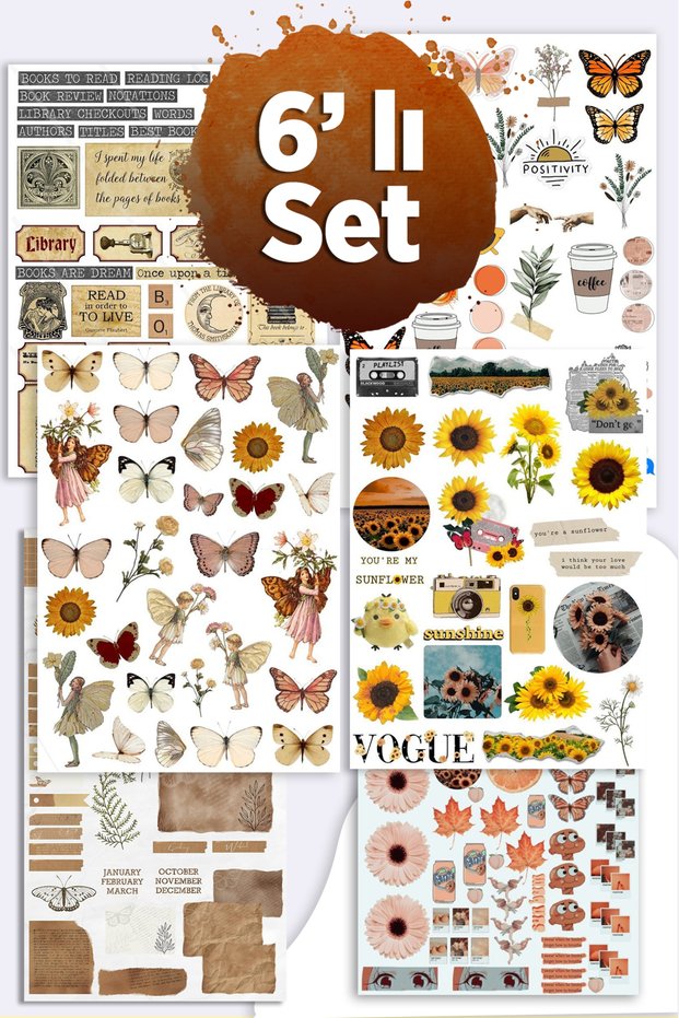 Set of 6 Stickers Suitable for Planner Agenda Bullet Journal