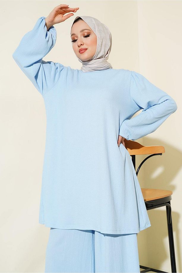 Kadın Mavi Tunik Pantolon Alt Üst Takım 6663 - 2
