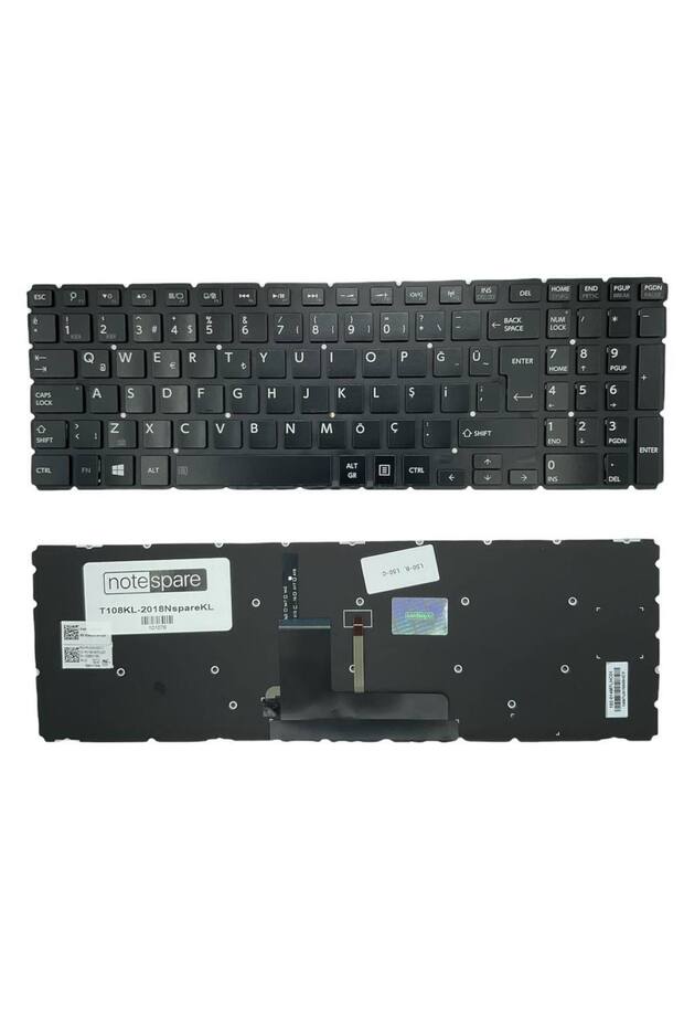 Toshiba ile Uyumlu Satellite L50-B-16C, L50-B-16P, L50-B-16Q, L50-B-16Z Işıklı Klavye Siyah TR - 1
