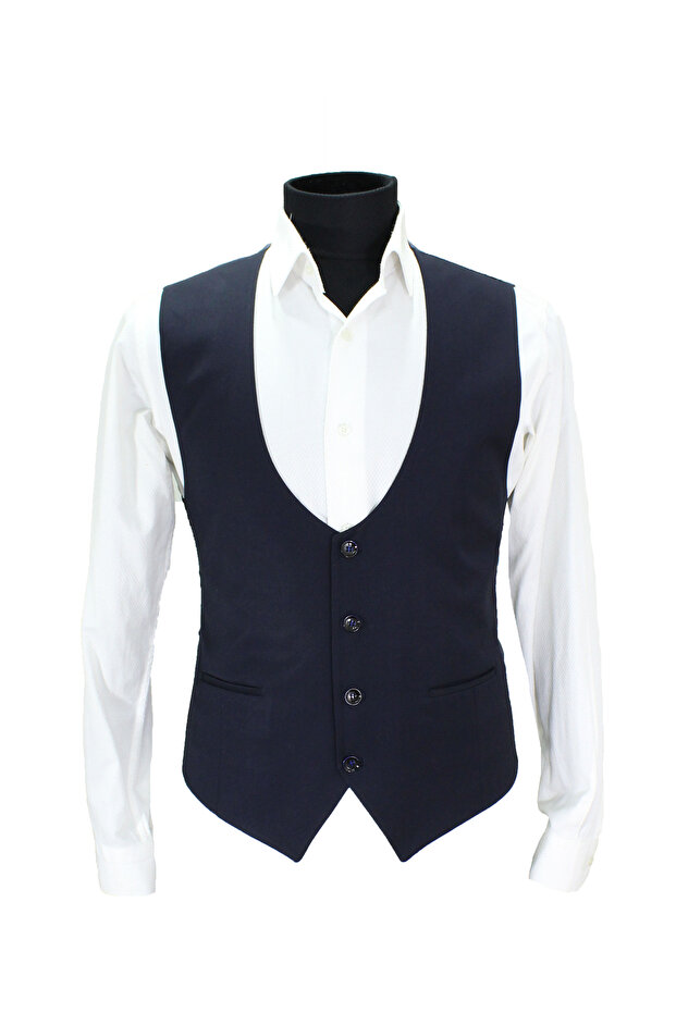 U Neck Men's Vest Navy Blue 50621