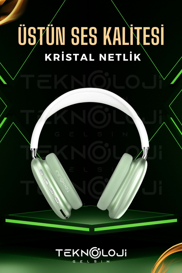 P9 Pro Bluetooth Kulaklık Kulak üstü Stereo Extra Bass Ses Kalitesi iOS ve Android Uyumlu  Aux/Sd/Fm - 5