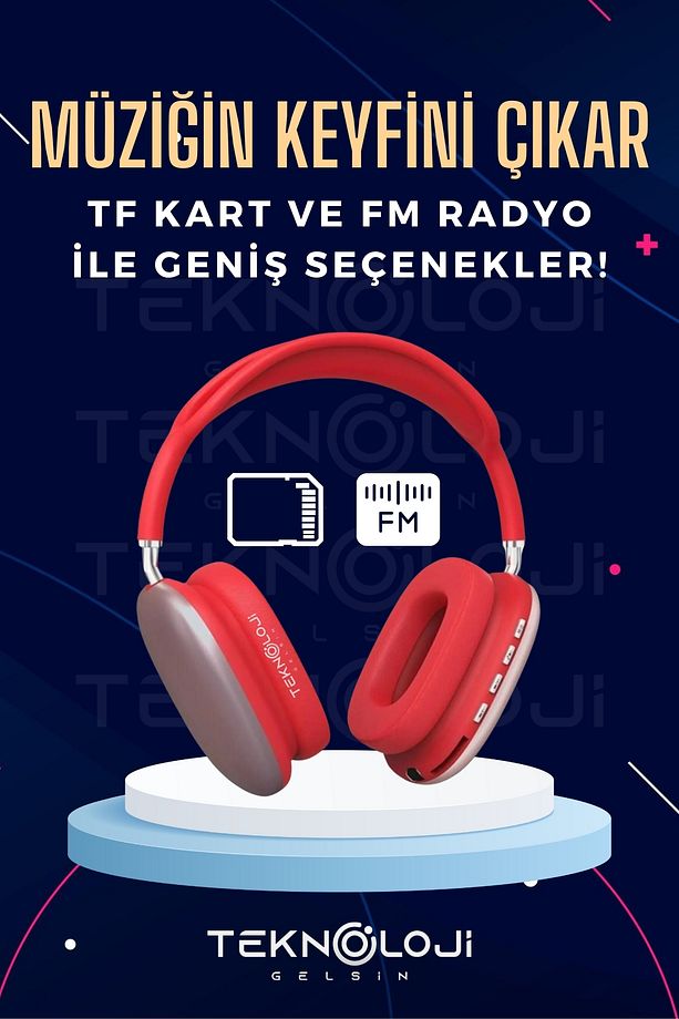 P9 Pro Bluetooth Kulaklık Kulak üstü Stereo Extra Bass Ses Kalitesi iOS ve Android Uyumlu  Aux/Sd/Fm - 7