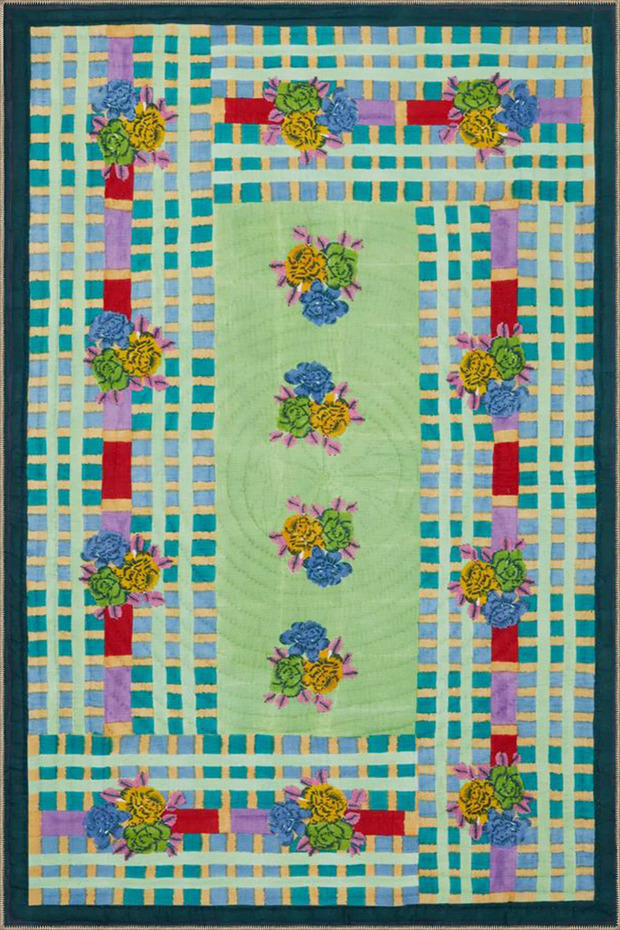 Green Color Heart Patterned Modern Geometric Woven Base Carpet Miravip8125