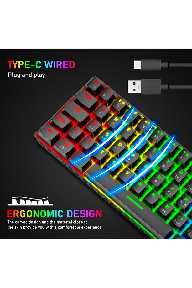 MEKANİK OYUNCU KLAVYESİ RGB LED IŞIKLI TYPE-C GİRİŞLİ RED SWİTCH MECHANİCAL GAMİNG KEYBOARD - 5