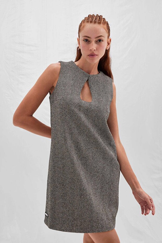 Siyah Ekru Elbise 14163 - 5