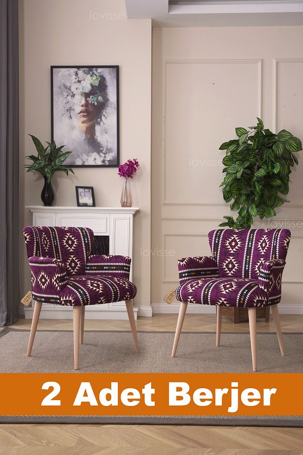 2li Berjer Set Tekli Koltuk Balkon, Ofis, Bekleme, Güzellik Merkezi, Cafe, Kafe, Verand,  Çay Seti - 1