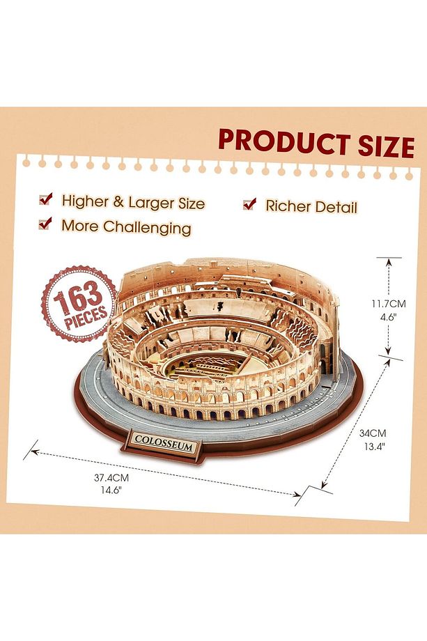 3D Yapboz Bulmaca, Roma Colosseum - İtalya Yapı Model Seti - 6